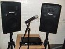 Picture of Amplifier, Speakers and Microphone available for rent or hire.
