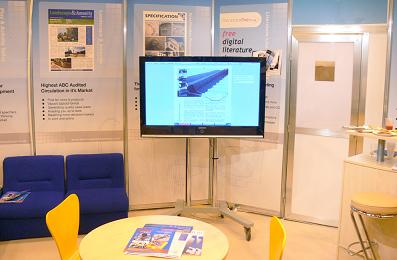 Plasma Picture Gallery Earls Court Exhibition Centre showing a 50 Inch Plasma TV Screen on hire at an Exhibition.