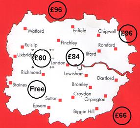 Map of the London Area that we rent hire equipment in.